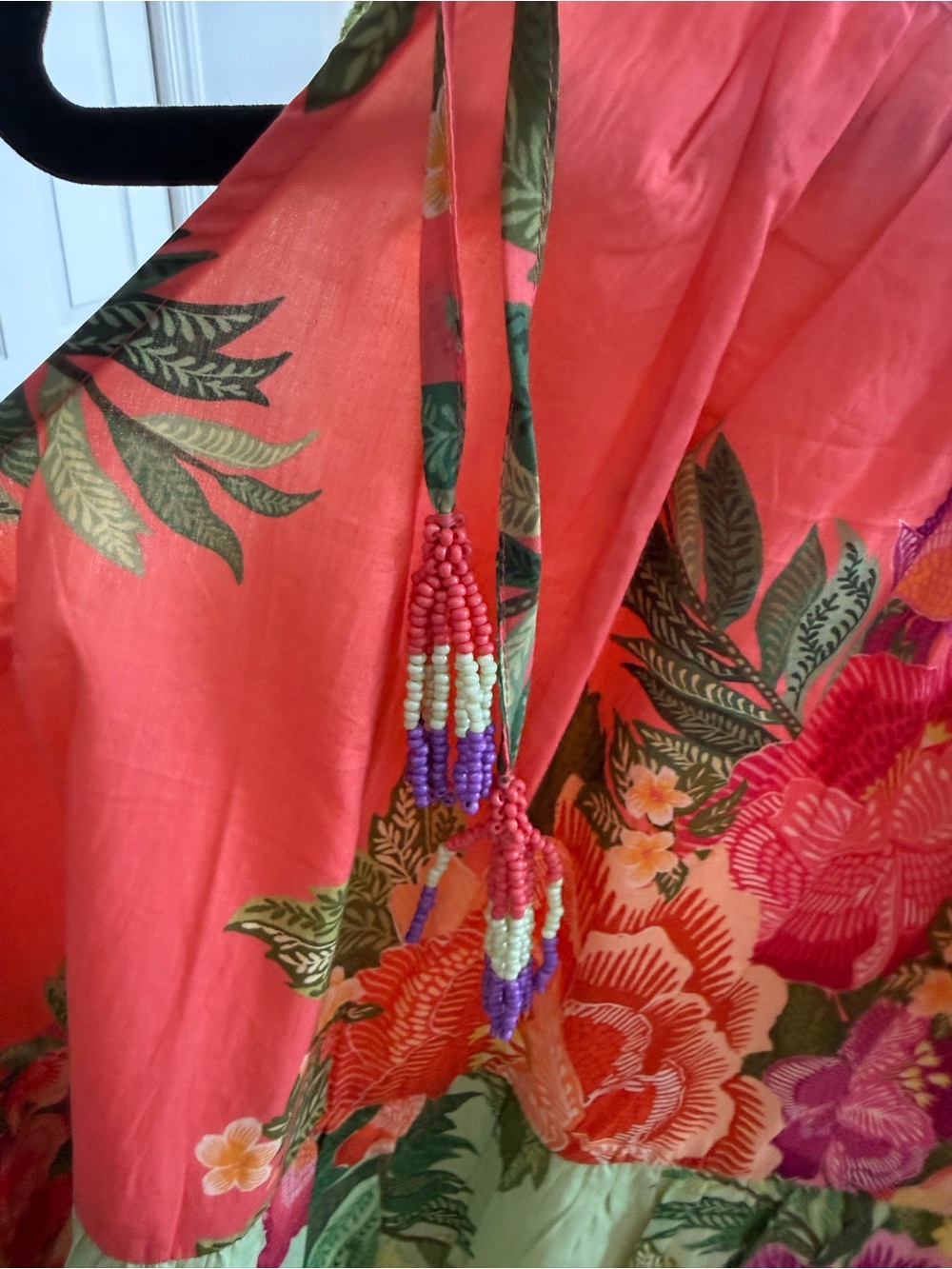FARM Rio Coral, Purple & Green Floral Tiered Mini Dress - Picture 3 of 5